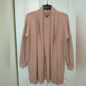 Eddie Bauer Pink Heathered Cotton Blend Open Front Long Cardigan Sweater - M/L